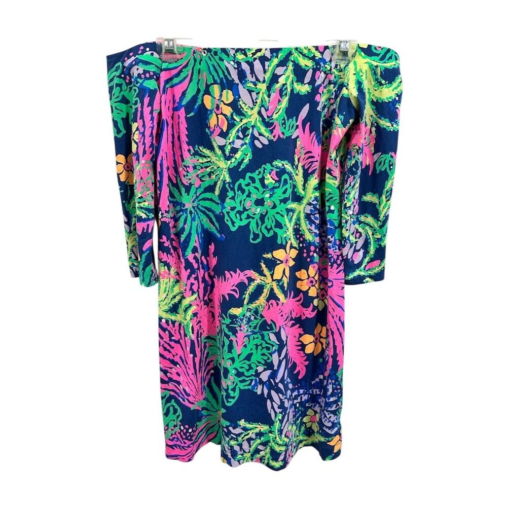 Lilly Pulitzer Women's M Pink Floral Off Shoulder‎ Knee Length Dress